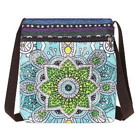 DIY Diamond Painting Handbag Kits, Including Canvas Bag, Resin Rhinestones, Pen, Tray & Glue Clay, Mandala Pattern