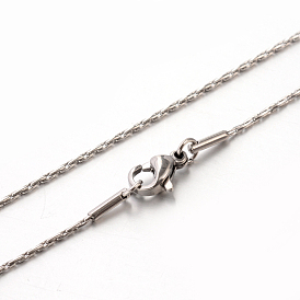 304 Stainless Steel Coreana Chain Necklaces, with Lobster Claw Clasps, 17.7 inch(450mm), 1mm