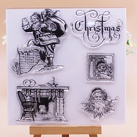Christmas Theme Santa Claus Silicone Stamps, for DIY Scrapbooking, Photo Album Decorative, Cards Making