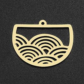 Ion Plating(IP) 201 Stainless Steel Pendants, Laser Cut, Half Round with Rainbow