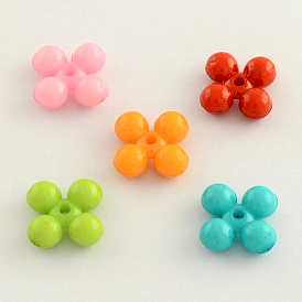 Opaque Acrylic Beads, Flower, 11x11x4.5mm, Hole: 2mm, about 1670pcs/500g