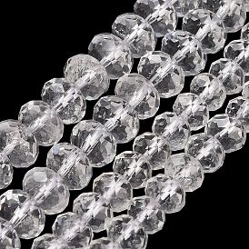 Природных кристаллов кварца бисер нитей, рондель из горного хрусталя, граненые