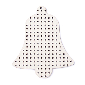 Unfinished Wooden Embellishments, Laser Cut Wood Shapes, Natural Poplar Wood Big Pendants, Undyed, with Hole, for Christmas, Bell
