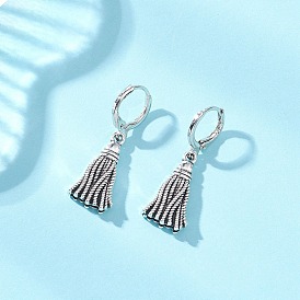 Серьги из сплава в тибетском стиле с застежкой-молнией, кисточка, с фурнитурой латунной для серег