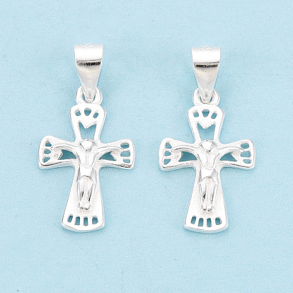 925 подвески с крестом Иисуса из стерлингового серебра, религиозные амулеты с застежками-крючками и 925 штампом