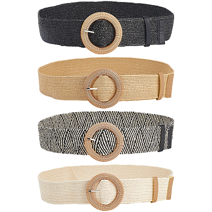 4 шт. 4 цветные плетеные ремни из соломы с пряжками из полипропилена и пластика