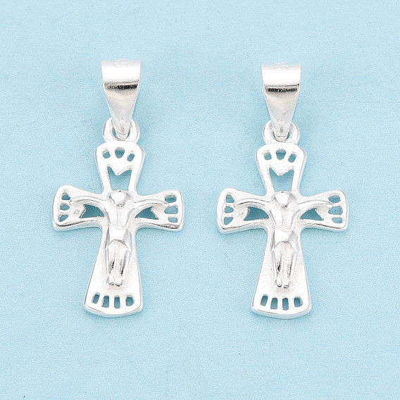 925 подвески с крестом Иисуса из стерлингового серебра, религиозные амулеты с застежками-крючками и 925 штампом