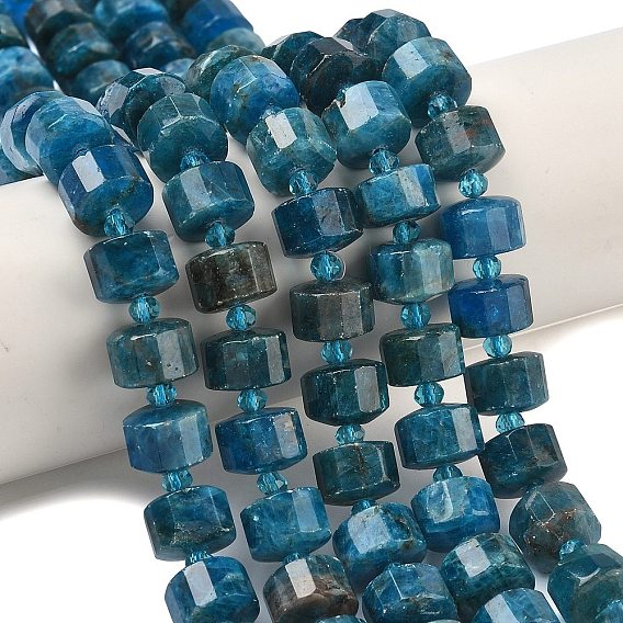 Природного апатита нитей бисера, граненые, диск, Heishi бусы, с бисером