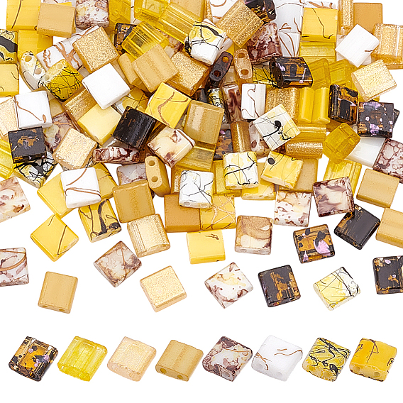 160 шт. 8 цвета 2 стеклянный бисер с отверстиями, , прямоугольные