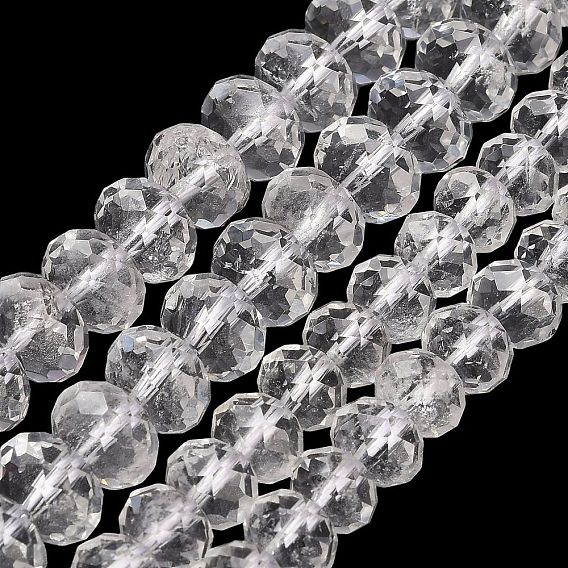 Природных кристаллов кварца бисер нитей, рондель из горного хрусталя, граненые