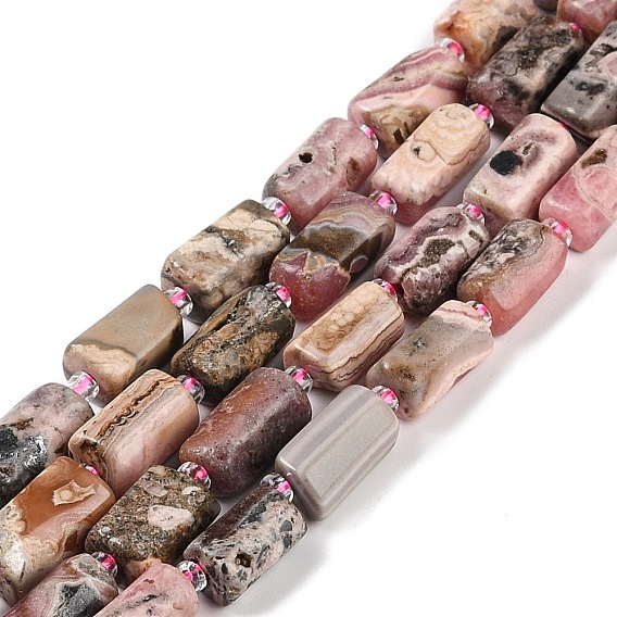 Природные родонит бисер нитей, с бисером, граненые, колонка