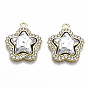 Rack Plating Alloy Crystal Rhinestone Pendants, with Plastic, Cadmium Free & Lead Free, Star, Light Gold