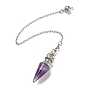 Gemstone Pointed Dowsing Pendulums, with Rack Plating Platinum Plated Brass Findings, Cadmium Free & Lead Free