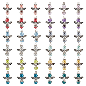 Кулоны из стекла с жемчугом и росписью для выпечки, с бусинами из сплава в тибетском стиле и разделительными бусинами со стразами, ангел