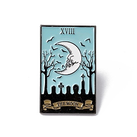 The Moon Tarot Card Enamel Pin, Gunmetal Brass Brooch for Backpack Clothes