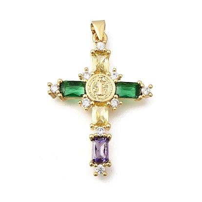 Религия латунь микро проложить цирконий подвески, крест с амулетами святых, долговечный, без кадмия и без свинца