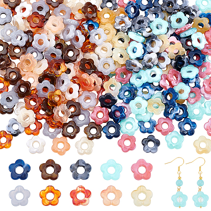 240 шт. 10 цветные градиентные прозрачные акриловые бусины, Центр пробуренной, цветок