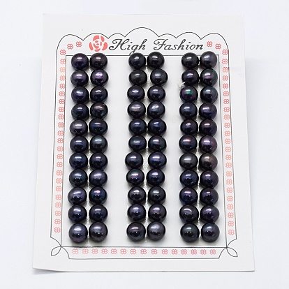 Natural Cultured Freshwater Pearl Beads, Grade 3A, Half Drilled, Rondelle, Dyed