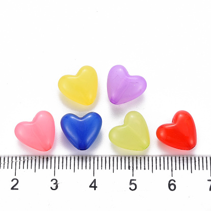 Transparent Acrylic Beads, Dyed, Heart