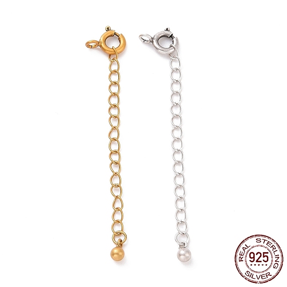 925 удлинители цепи из стерлингового серебра, с пружинными застежками и подвесками, круглые