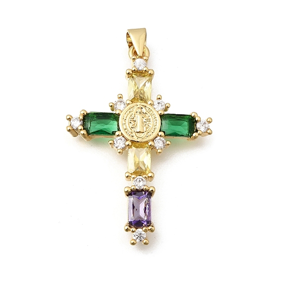 Религия латунь микро проложить цирконий подвески, крест с амулетами святых, долговечный, без кадмия и без свинца