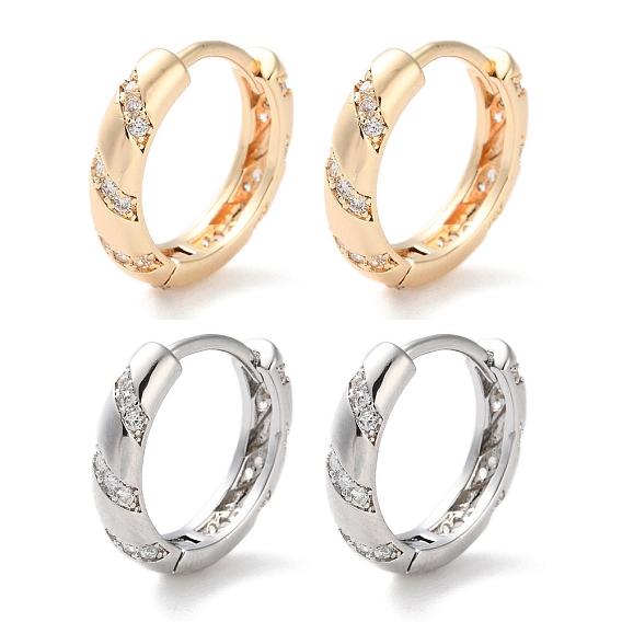 Латунные серьги-кольца из прозрачного кубического циркония, кольцо