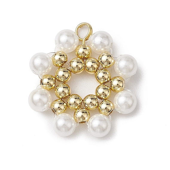 Подвески из ракушечного жемчуга, подвески-снежинки с золотистыми латунными бусинами