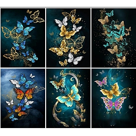 DIY Butterfly Pattern Diamond Painting Kits, Including Resin Rhinestones, Diamond Sticky Pen, Tray Plate and Glue Clay, for Witchcraft Wiccan Altar Supplies