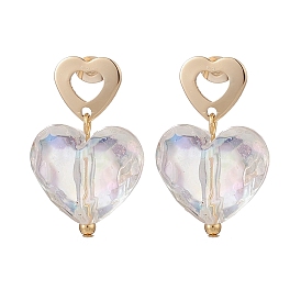 Boucles d'oreilles pendantes en forme de cœur en acrylique transparent, 201 boucles d'oreilles pendantes en acier inoxydable avec 316 épingles en acier inoxydable pour femme