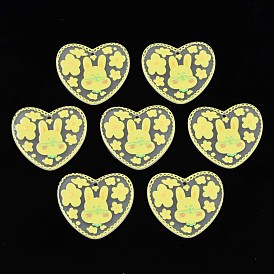 Transparent Printed Acrylic Pendants, Heart with Rabbit