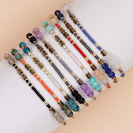 Bohemian Minimalist Miyuki Beaded Bracelet for Women with Semi-Precious Stones