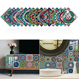 16pcs Mandala style crystal hard sheet self-adhesive wallpaper tile stickers home decoration wall stickers