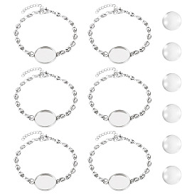 DIY Bracelet Making Kits, including 304 Stainless Steel Link Chain Bracelet Making and Glass Cabochons