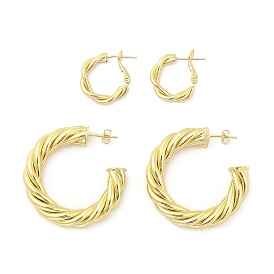 Brass Hoop Earrings, Long-Lasting Plated, Lead Free & Cadmium Free, Twist