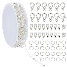 Наборы для самостоятельного изготовления ожерелий/браслетов из плоских овальных железных цепей с латунным покрытием