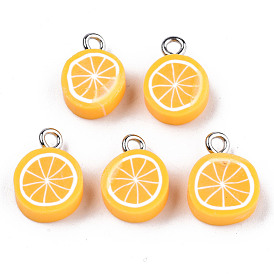 Handmade Polymer Clay Charms, with Platinum Tone Iron Findings