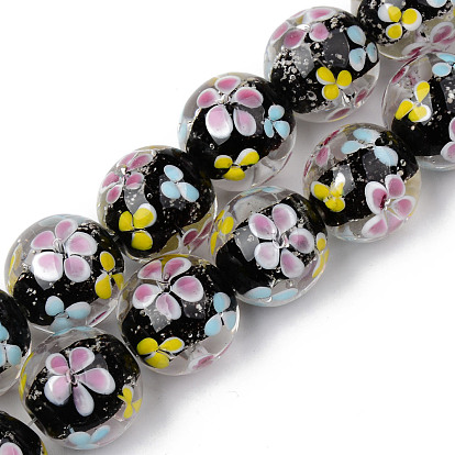 Brins de perles à chalumeau manuels, fleur intérieure, ronde