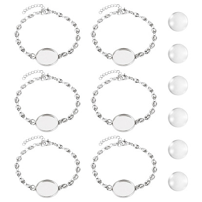 DIY Bracelet Making Kits, including 304 Stainless Steel Link Chain Bracelet Making and Glass Cabochons