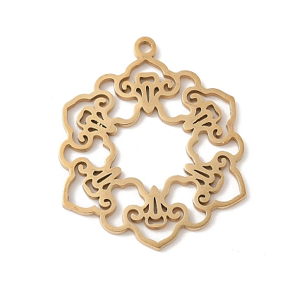 304 подвески из нержавеющей стали, цветочный шарм, лазерная резка, ионное покрытие (ip)