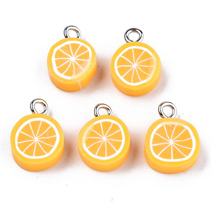Handmade Polymer Clay Charms, with Platinum Tone Iron Findings