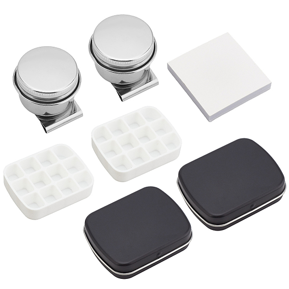 Наборы инструментов палитры, включая цветную бумагу, чашка для рисования маслом из нержавеющей стали, Железный ящик для хранения баночек с акварельными красками