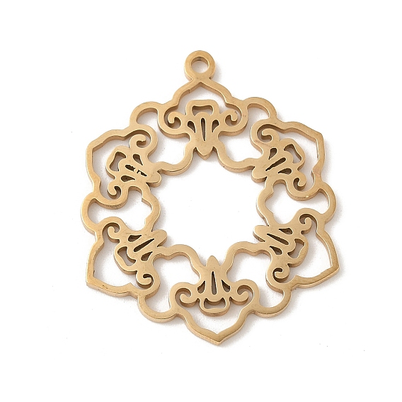 304 подвески из нержавеющей стали, цветочный шарм, лазерная резка, ионное покрытие (ip)