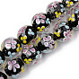 Handmade Lampwork Beads Strands, Inner Flower, Round