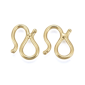 Brass S-Hook Clasps, Long-Lasting Plated
