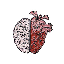 Creative Oil Pin Badge for Fashionable Heart and Brain Design - Unique Combination Emblem