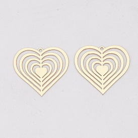Латунные подвески, гравированные металлические украшения, долговечный, без кадмия, без никеля и без свинца, сердце