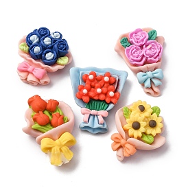 Непрозрачные кабошоны из смолы, букет цветов