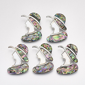 Broches/pendentifs coquillages, avec éléments en alliage et fond en résine, femme