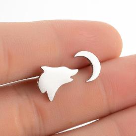 Cute Animal Pet Dog Stud Earrings Women Minimalist Geometric Moon Ear Bone Fashion Asymmetric Jewelry