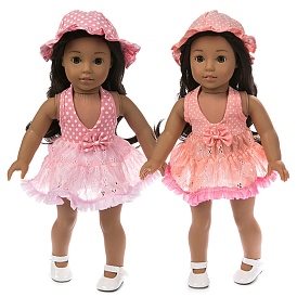 Летнее тканевое платье для кукол с бантом и узором в горошек, наряды для кукол, для 18 дюймовая кукла аксессуары для переодевания